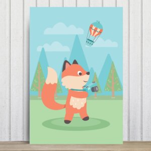 Placa Decorativa MDF Animais Raposa Viajante 