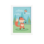 Quadro Animais Raposa Viajante Moldura Branca 22x32cm