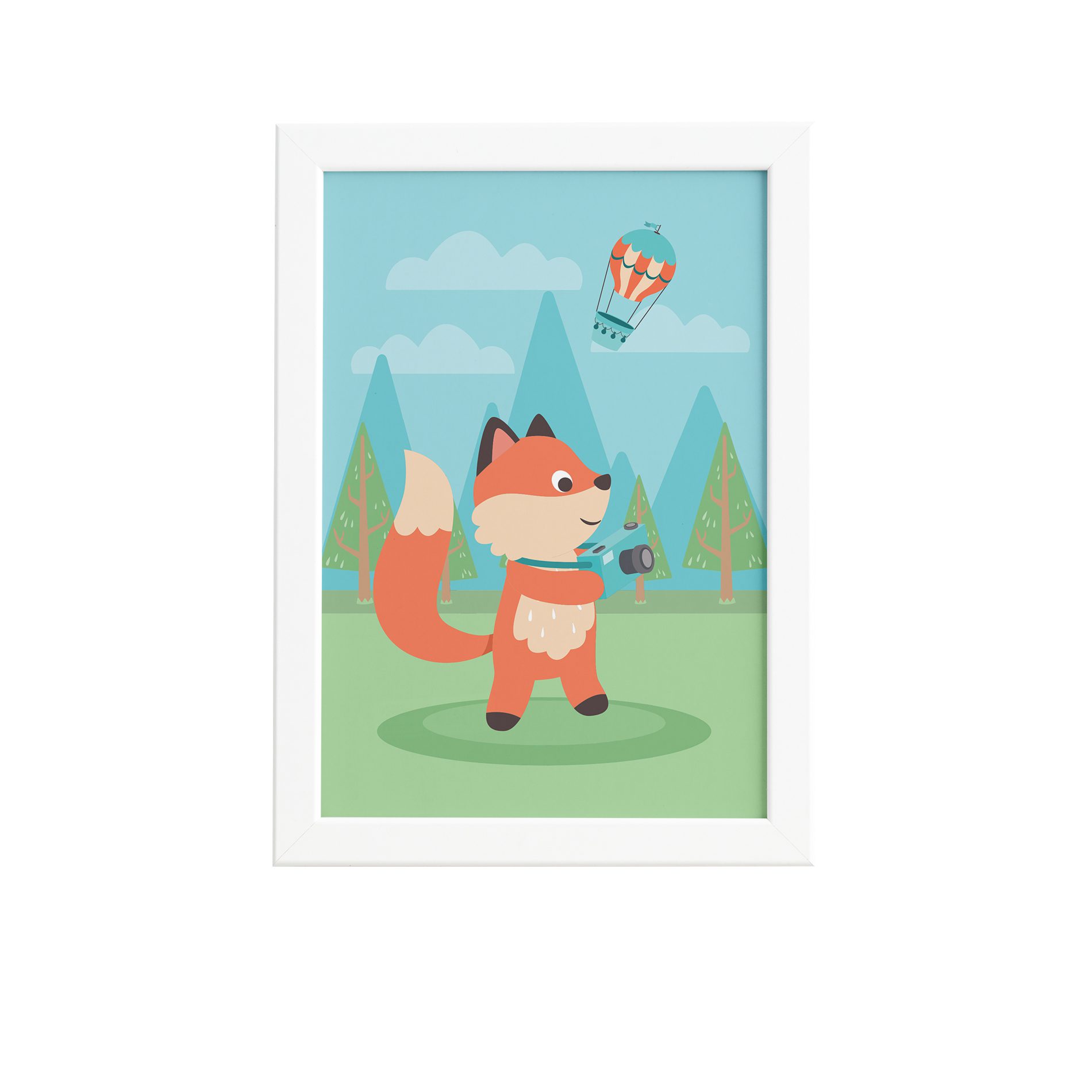 Quadro Animais Raposa Viajante Moldura Branca 22x32cm