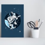Placa Decorativa MDF Astronauta Guitarrista 20x30cm