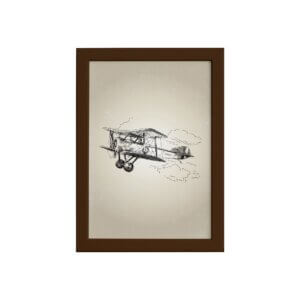Quadro Vintage Moldura Marrom Avião