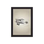 Quadro Vintage Moldura Preta Avião 22x32cm