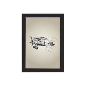 Quadro Vintage Moldura Preta Avião