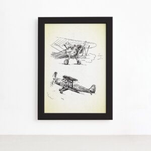 uadro Vintage Moldura Preta Aviões Antigos