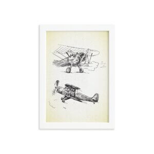 Quadro Vintage Moldura Branca Aviões Antigos