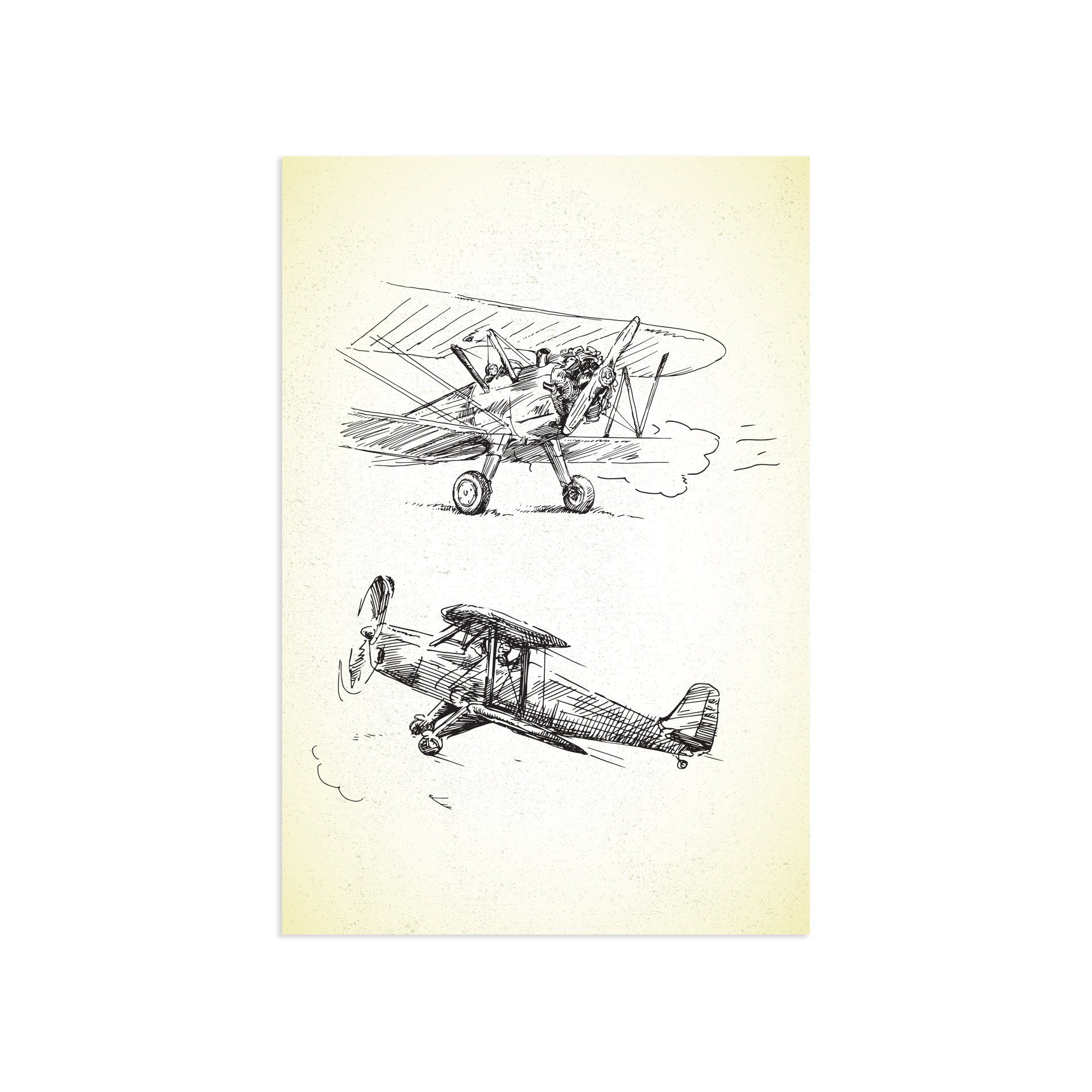 Placa Decorativa Vintage MDF Aviões Antigos 20x30cm