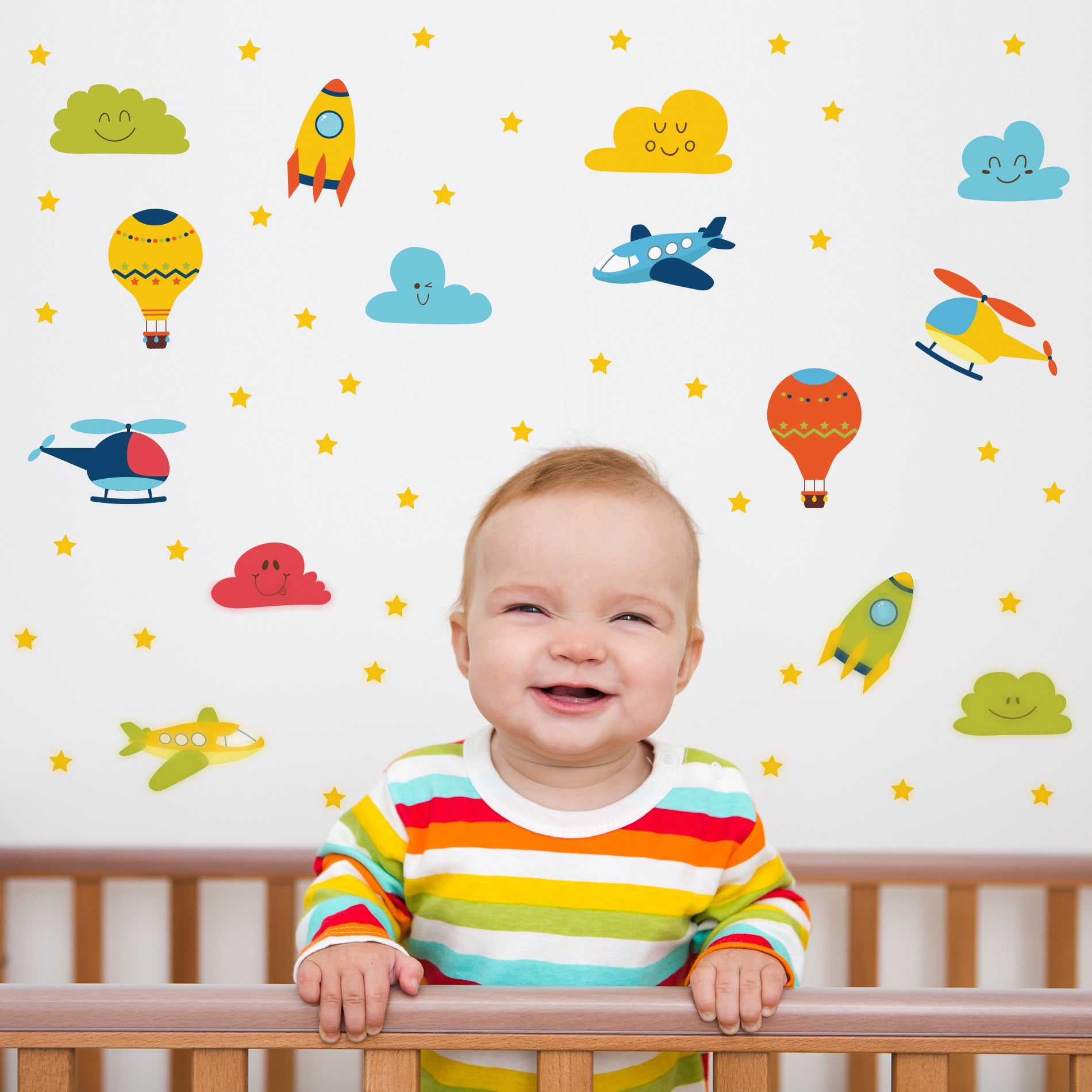 Adesivo de Parede para Quarto de Bebê Aviões e Balões
