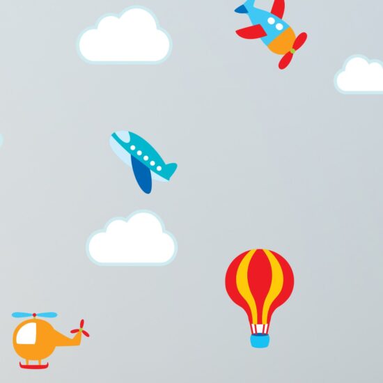Adesivo de Parede para Quarto de Bebê Aviões e Nuvens Adesivo de Parede para Quarto de Bebê Aviões e Nuvens
