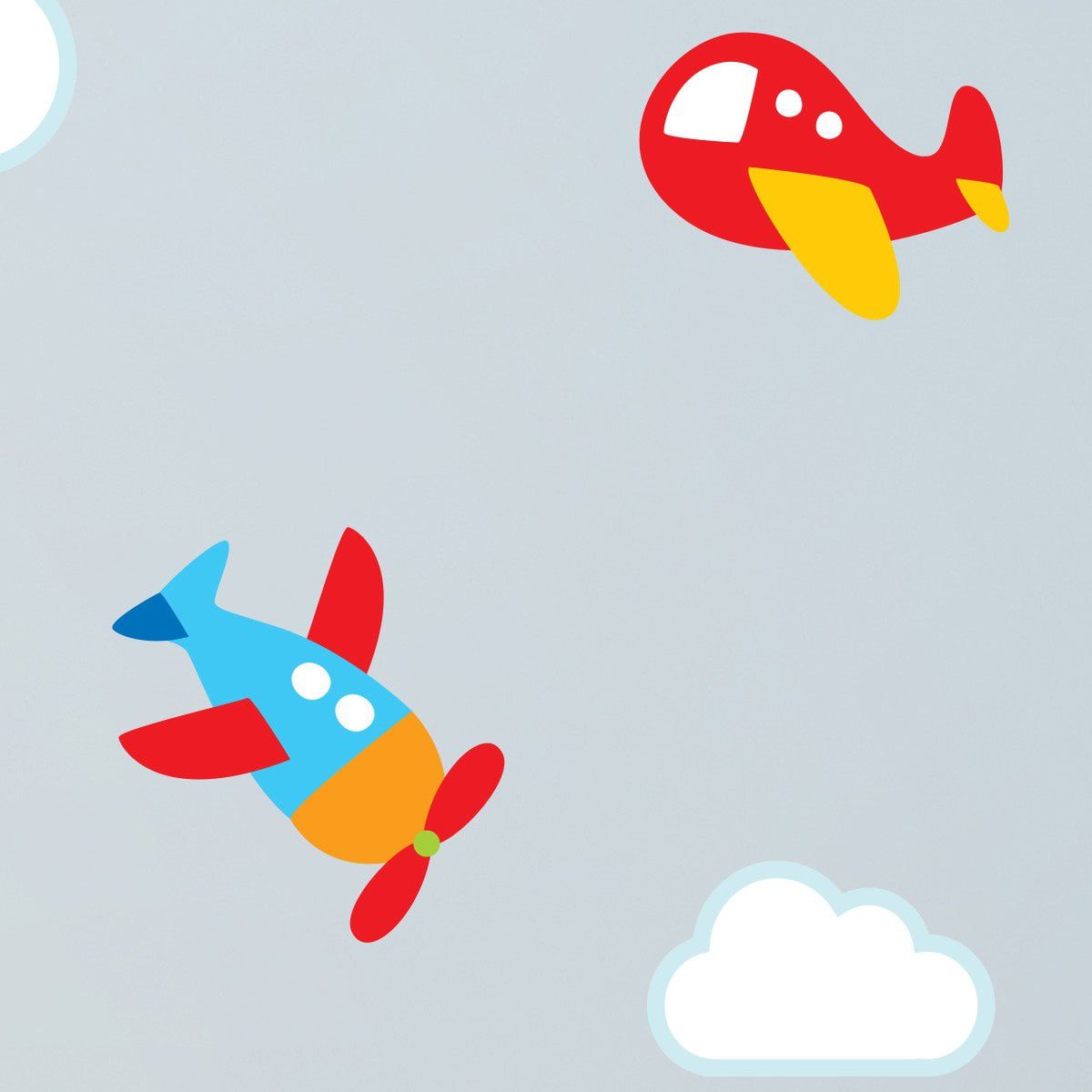 Adesivo de Parede para Quarto de Bebê Aviões e Nuvens