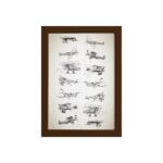 Quadro Vintage Moldura Marrom Aviões 22x32cm