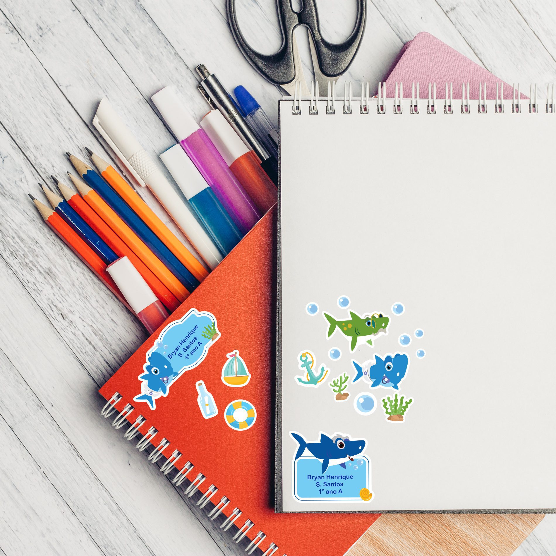 Etiquetas Escolares Personalizadas Baby Shark 194un,Etiquetas Escolares Personalizadas Baby Shark 194un