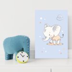 Placa Decorativa Elefante Bebê Estrelas 30x40cm