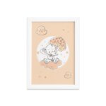 Quadro Infantil Elefante Bebê Nuvem Moldura Branca 22x32cm