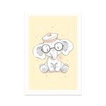 Placa Decorativa Elefante Bebê de Óculos 20x30cm