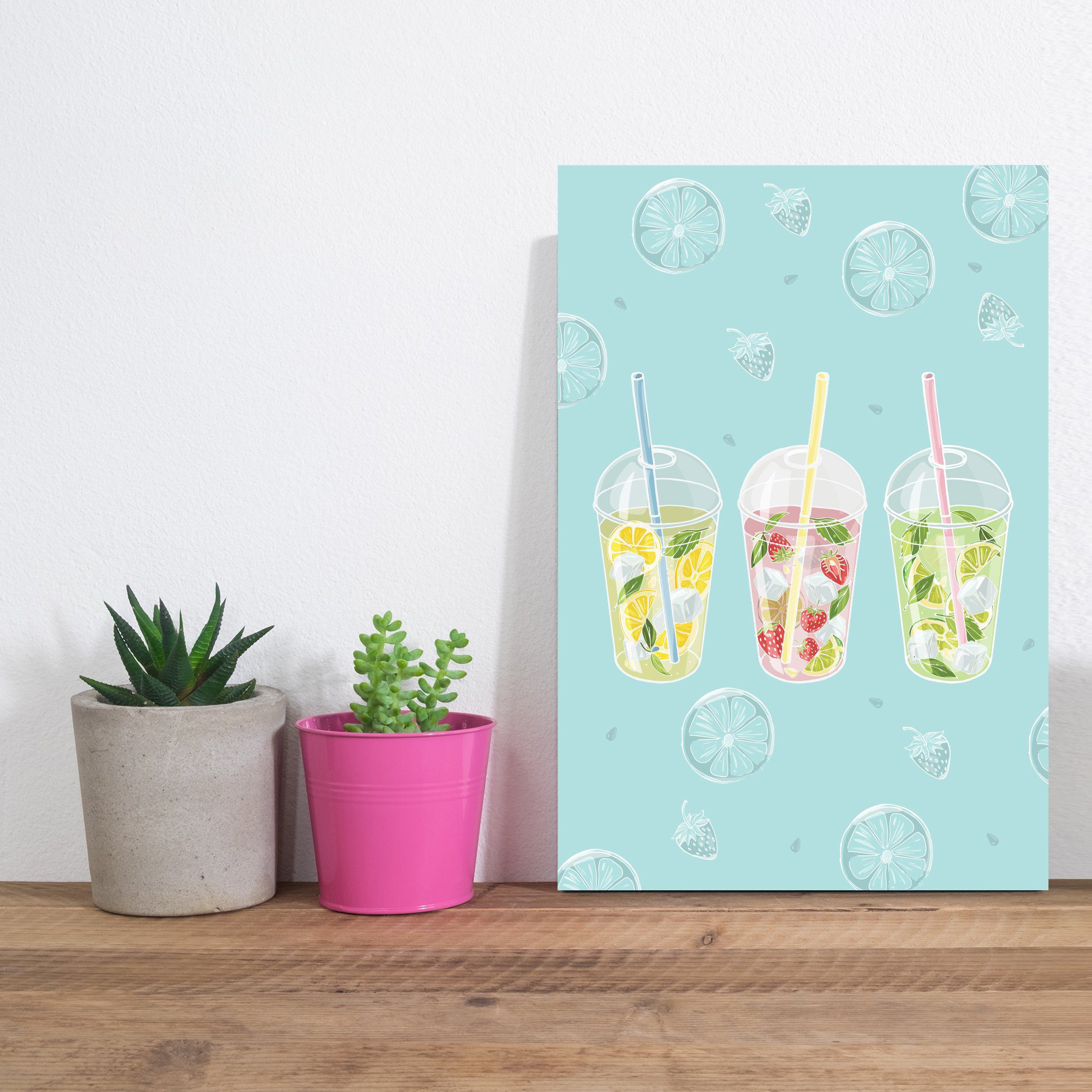 Placa Decorativa MDF Bebidas Tropicais 20x30cm