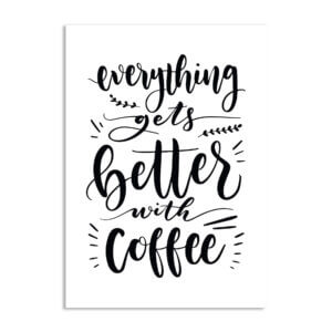 Placa Decorativa MDF Frase Better With Coffee