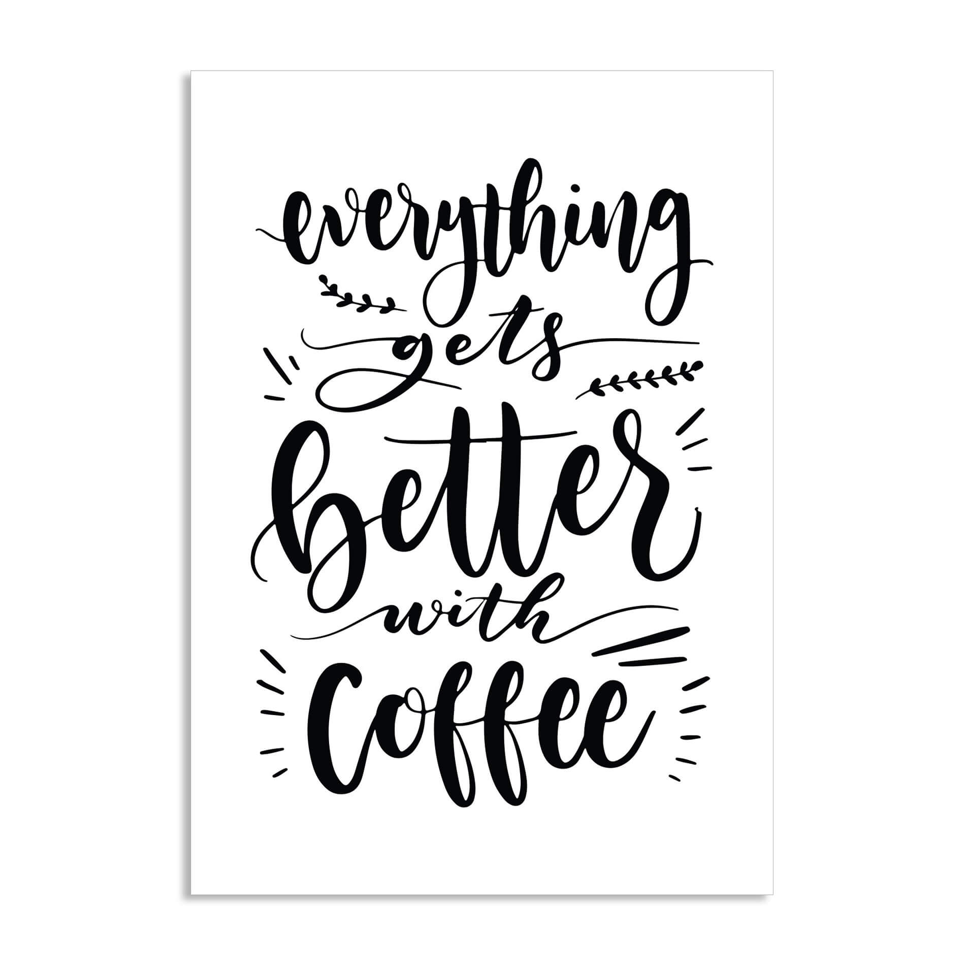 Placa Decorativa MDF Frase Better With Coffee
