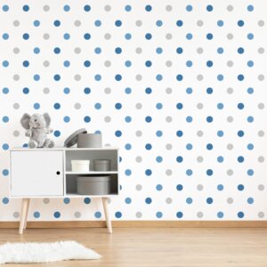 Adesivo de Bolinhas Azuis e Cinza 4cm 144 un Cobre 3m²
