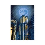 Placa Decorativa Super Heróis Geek Azul Lua MDF 30x40cm