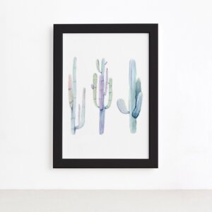 Quadro Cactos Coloridos Moldura Preta 33x43cm
