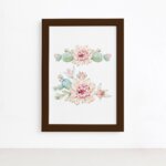 Quadro Cacto Flores Moldura Marrom 33x43cm