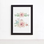 Quadro Cacto Flores Moldura Preta 33x43cm