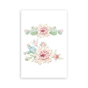 Placa Decorativa Cacto Flores MDF 30x40cm