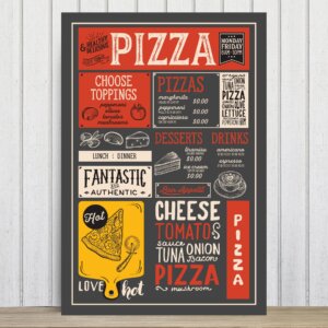 Placa Decorativa MDF Frases Pizza Diversas 30x40cm