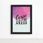 Quadro Decorativo Frase Carpe Diem Moldura Preta 22x32cm
