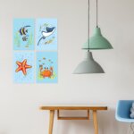 Placas Decorativas Fundo do Mar Modelo 3 Kit 4un 20x30cm