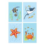 Placas Decorativas Fundo do Mar Modelo 3 Kit 4un 30x40cm