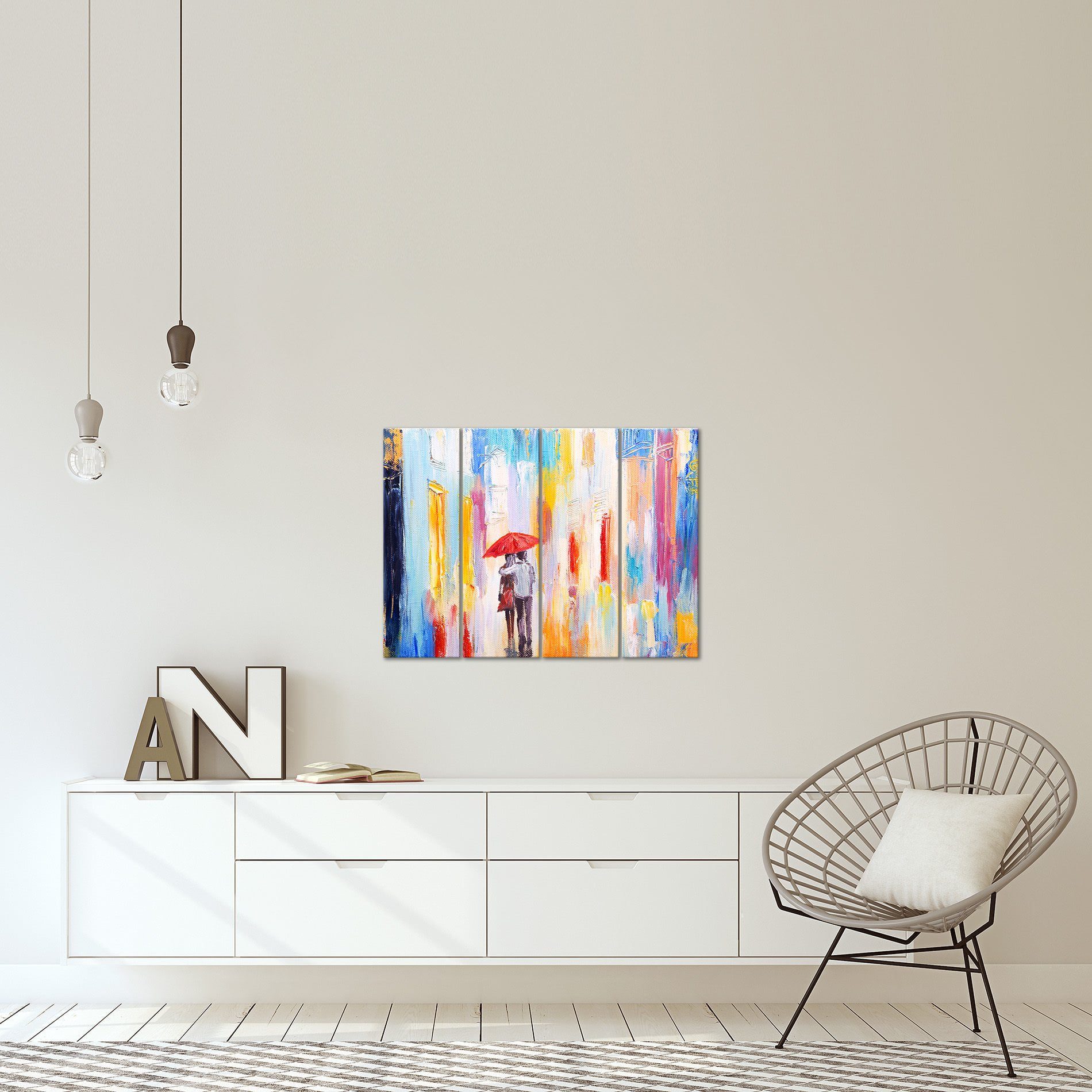 Placa Painel Decorativa em MDF Foto Casal Chuva de Cores