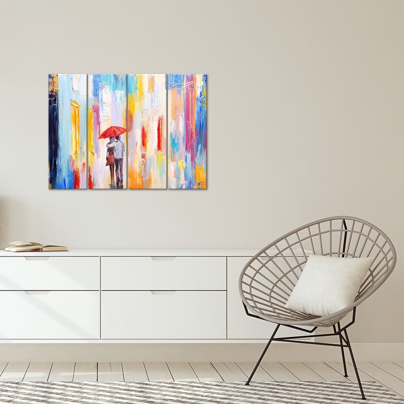 Placa Painel Decorativa em MDF Foto Casal Chuva de Cores