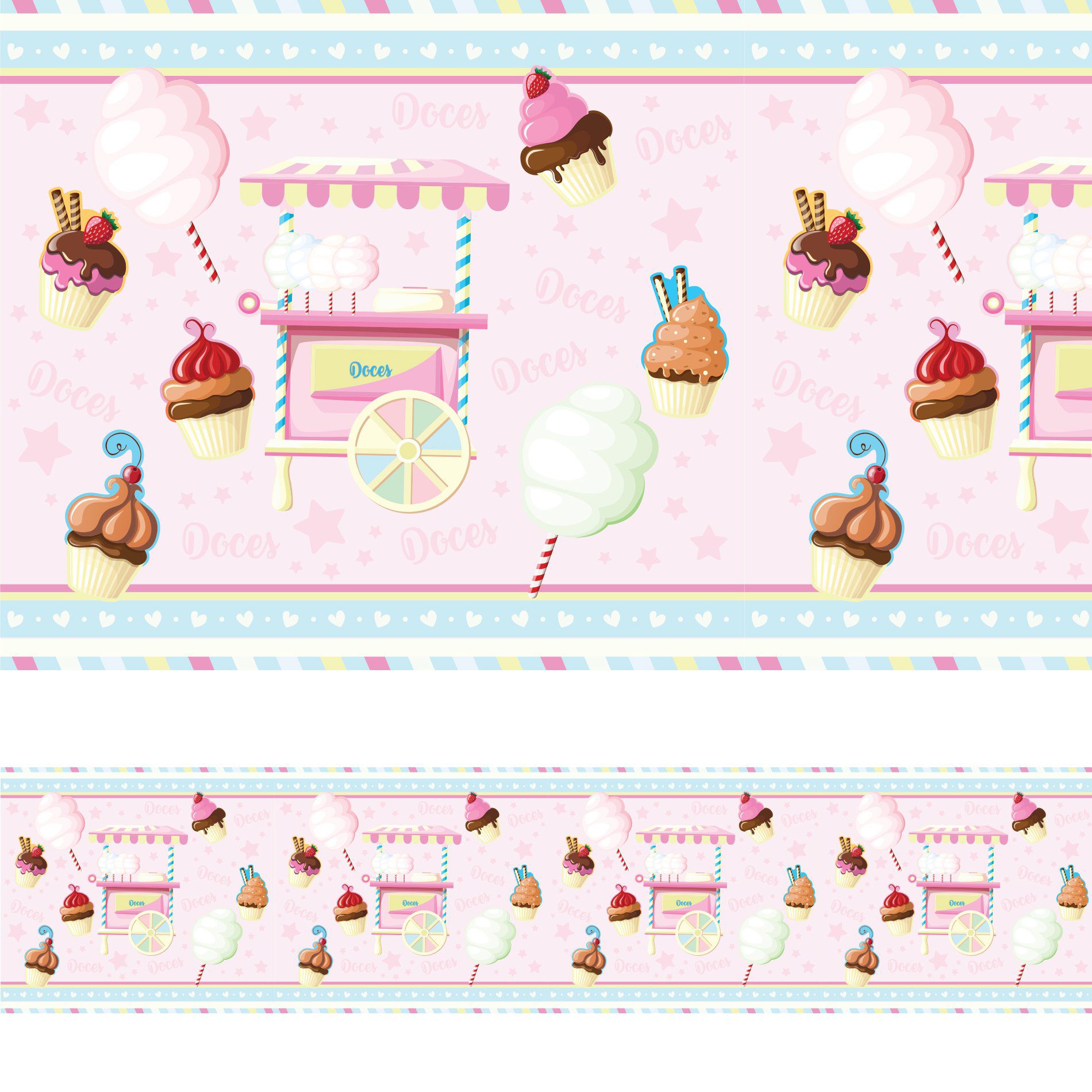 Faixa de Parede Doces Candy Colors Infantil 