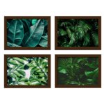 Quadro Decorativo Folhagem Folha 22x32cm Mold Marrom Kit 4un