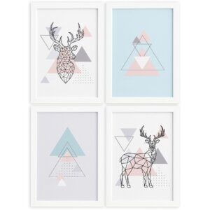 Quadros Decoração Minimalista Alce Moldura Branca 33x43cm