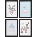 Quadros Decoração Minimalista Alce Moldura Preta 33x43cm