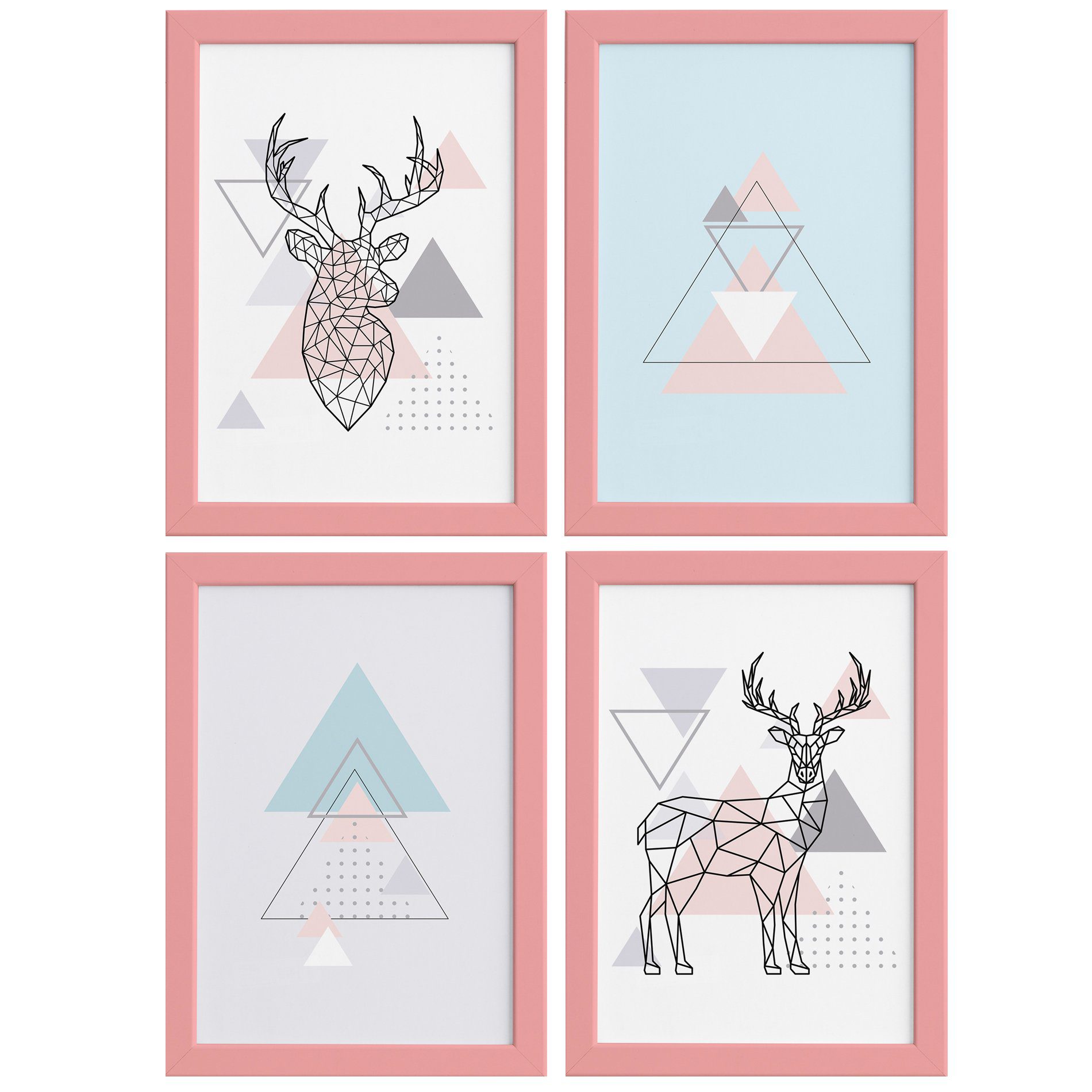 Quadros Decoração Minimalista Alce Moldura Rosa 22x32cm