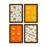 Quadros Tipos de Massas Moldura Marrom 33x43cm 4un