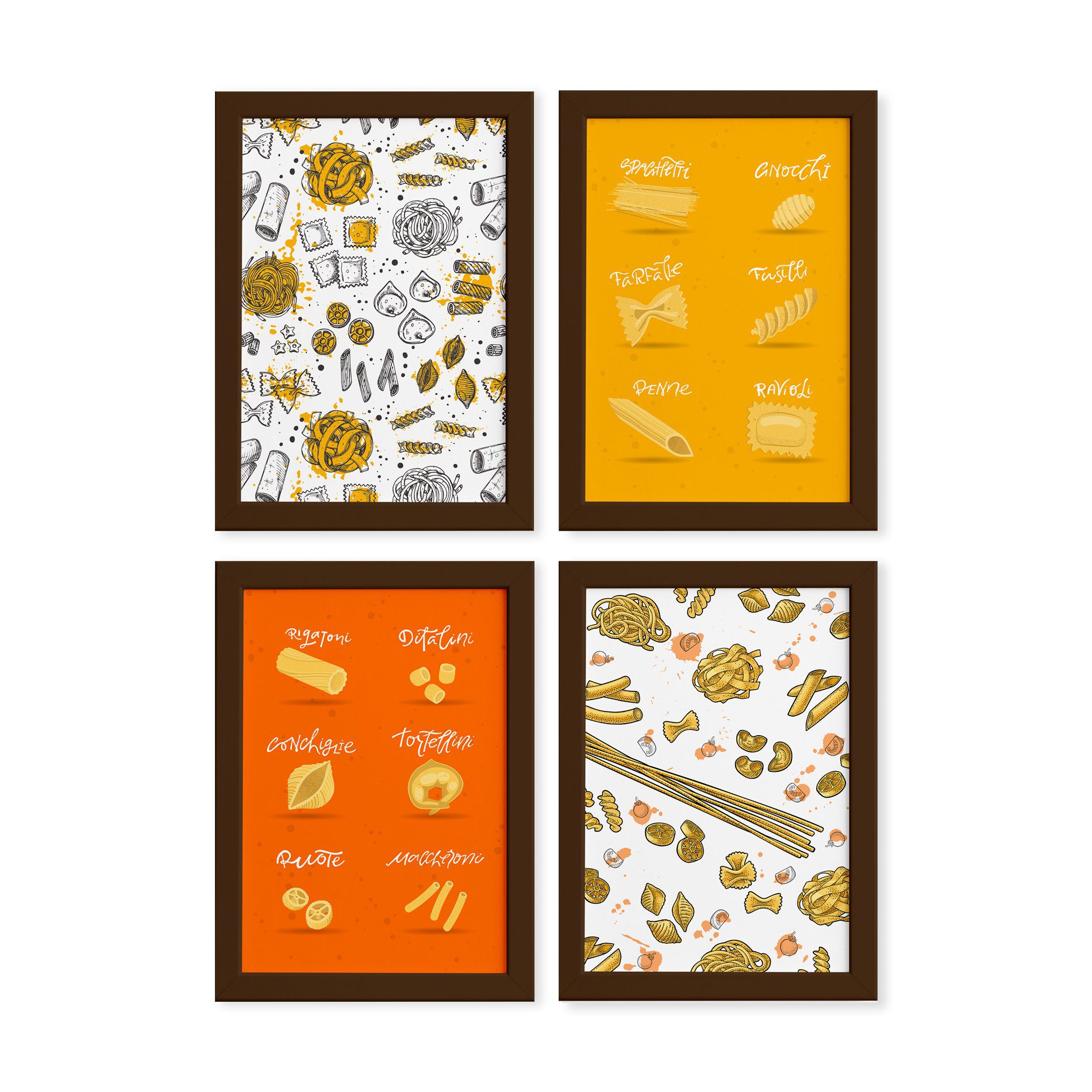 Quadros Tipos de Massas Moldura Marrom