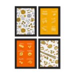 Quadros Tipos de Massas Moldura Preta 33x43cm 4un