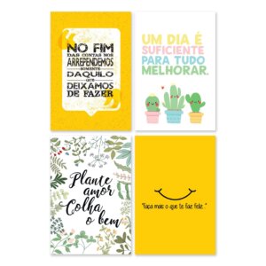 Placas Decorativas Frases Vida Feliz 20x30cm Kit 4un