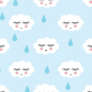 Papel de Parede Infantil Nuvens com Gotinhas Azul