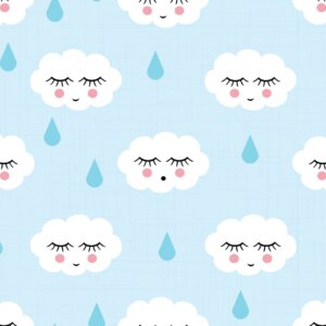 Papel de Parede Infantil Nuvens com Gotinhas Azul