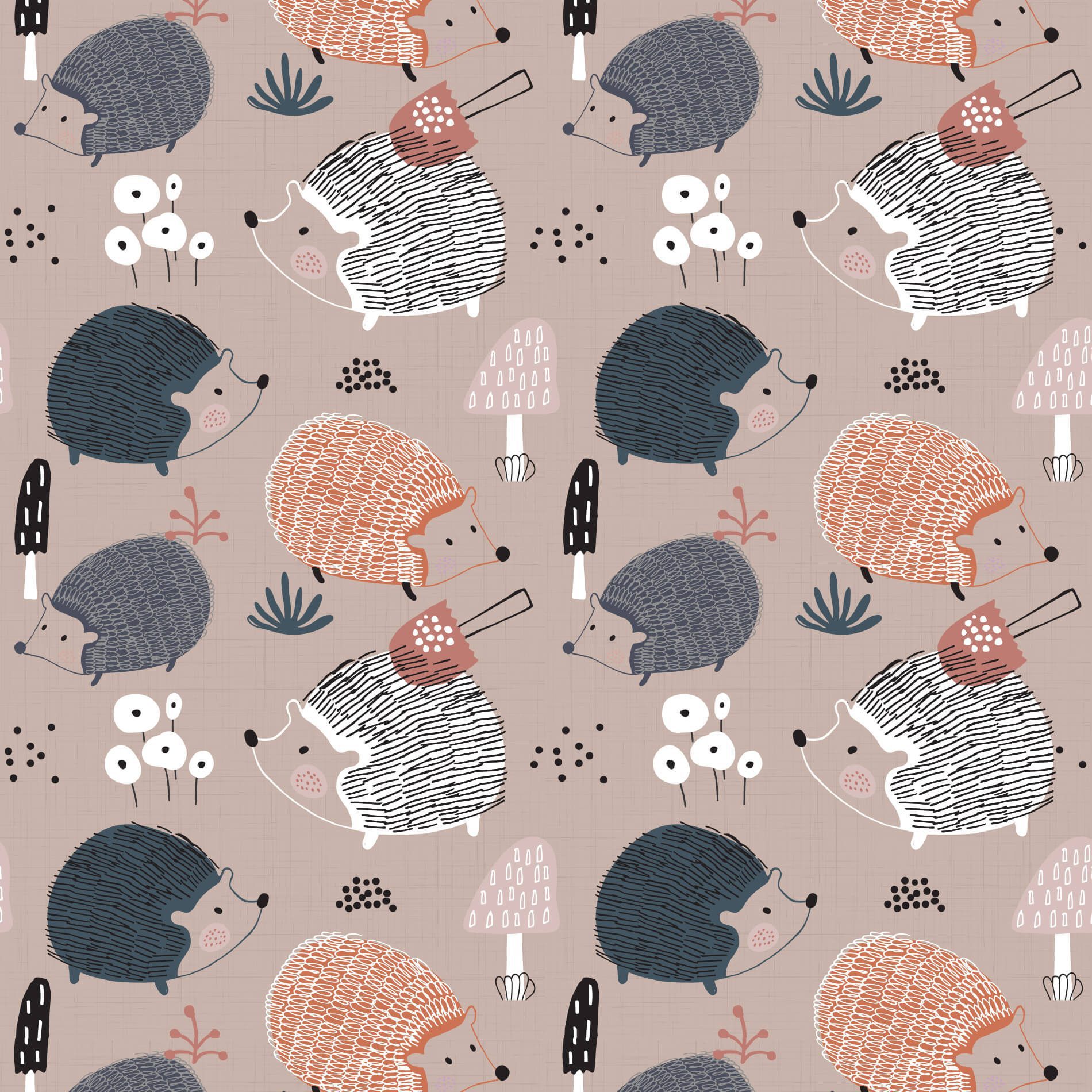 Papel de Parede Infantil Porco Espinho Escandinavo