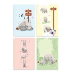 Placas Decorativas Rinocerontes Carinhosos 20x30cm Kit 4un