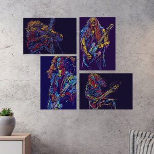 Placas Decorativas Abstratas Guitarristas 20x30cm Kit 4un