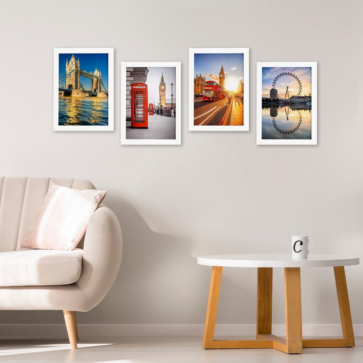 Quadros Fotos Londres Moldura Branca 22x32cm Kit4un