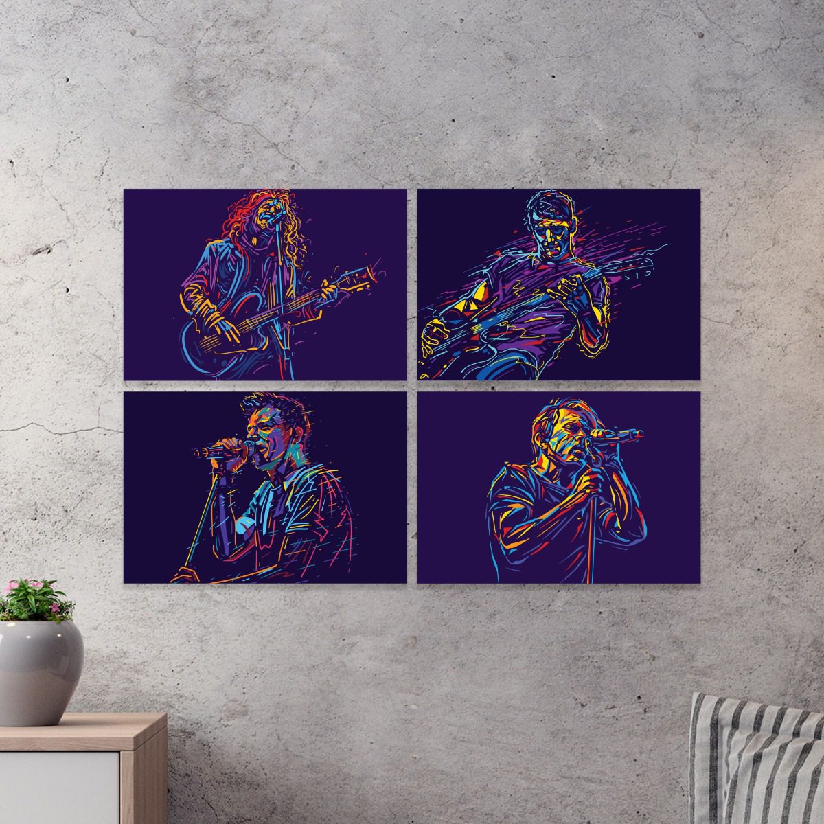 Placas Decorativas Abstratas Músicos Abstrato Kit4un