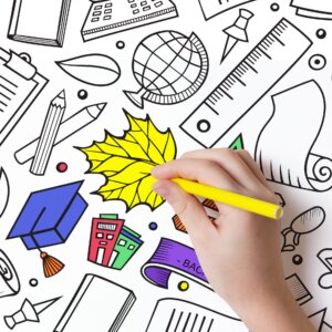 Papel de Parede Branco Preto de Colorir para Escola 57x270cm
